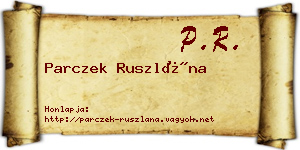 Parczek Ruszlána névjegykártya